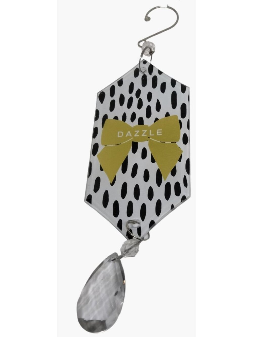 Black White Leopard Print Suncatcher Crystal Ornament Dazzle Gold Bow Gift Tag